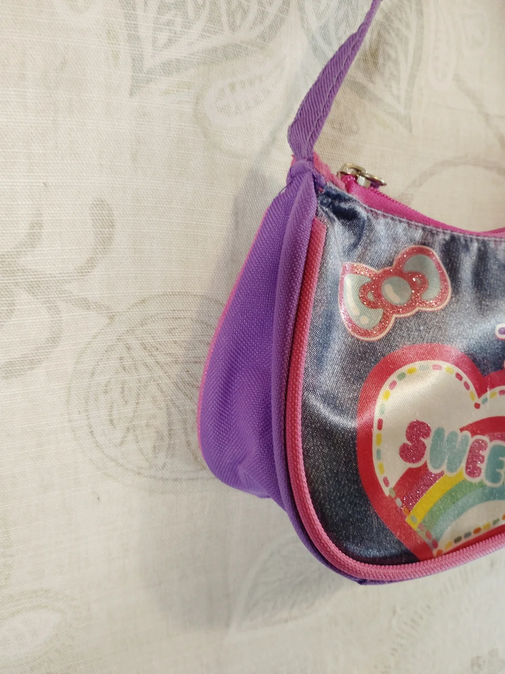 Hello Kitty Purple and Pink Kids Shoulder Bag with Rainbow Heart
